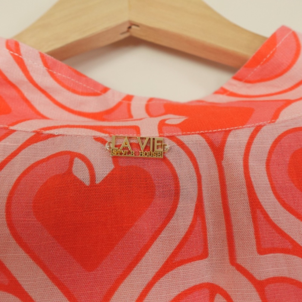 New NWT La Vie Style House Caftan Maxi Infinite Hearts - Picture 12 of 14